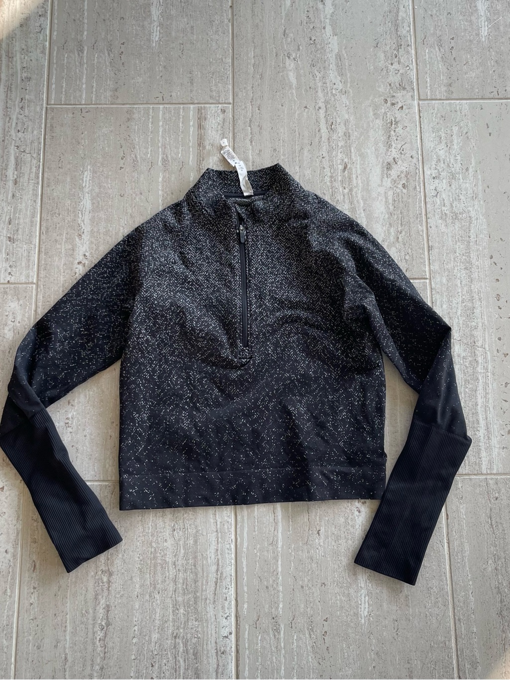 Lululemon Women's Half-Zip Pullover Black White Speckle Pattern Size 8